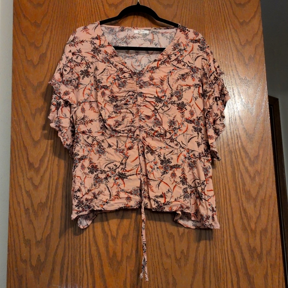 Maurices Pink Floral Fitted Top XL